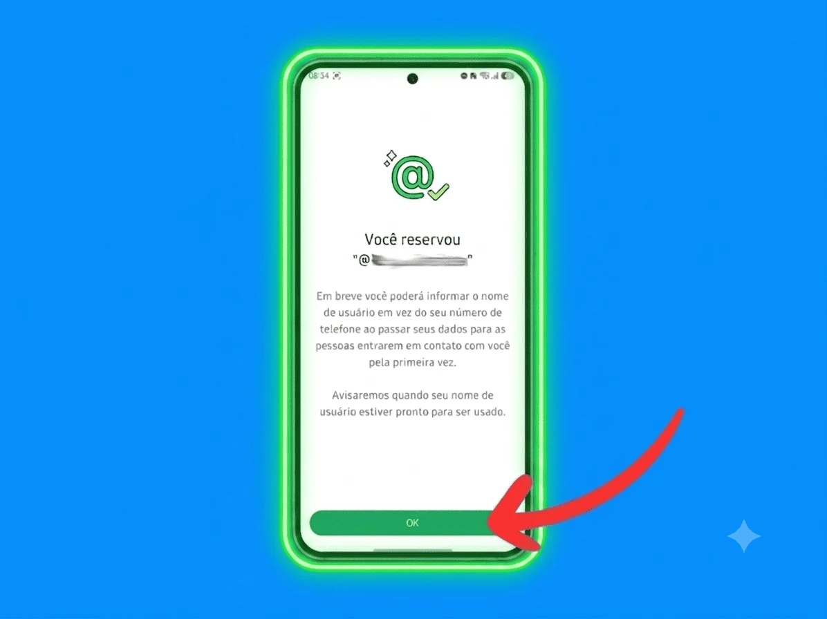 Confirmação de que o nome de usuário foi reservado no WhatsApp