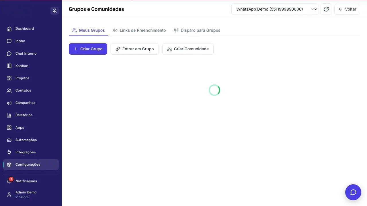 Painel de grupos e distribuição de atendimento
