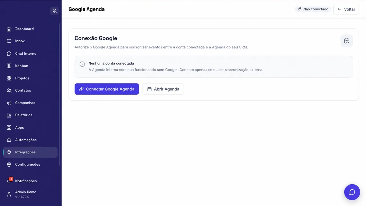 Configuração da integração com o Google Agenda
