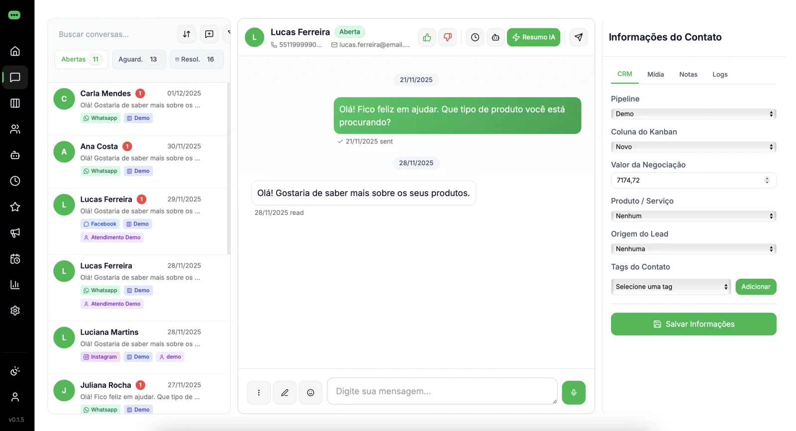 Inbox do CRM white label — clique para assistir ao vídeo